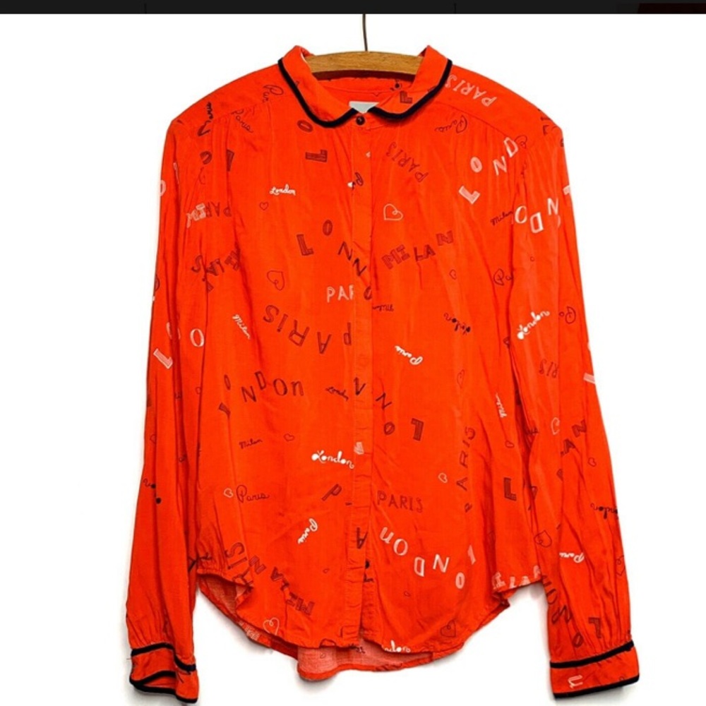 Maeve for Anthropologie Orange London Paris Blouse_3